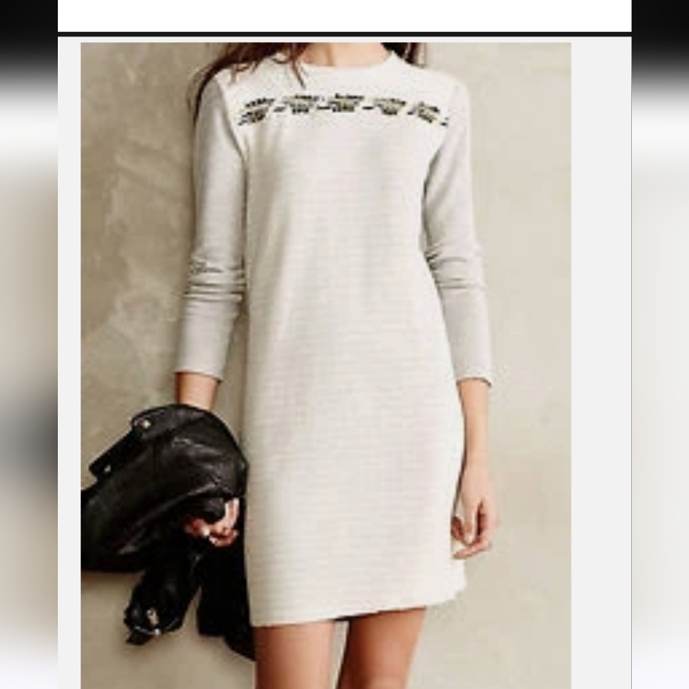 Dolan Sefarina Embellished Tunic Dress Size Small Light Grey NW ANTHROPOLOGIE